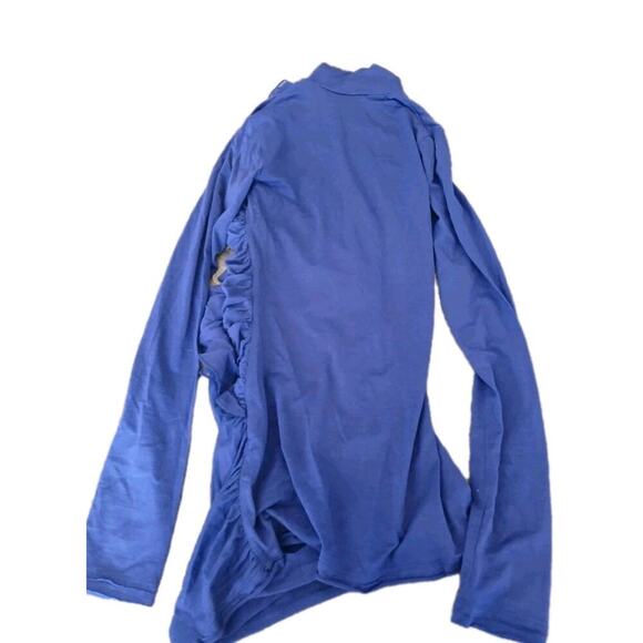 Susana Monaco Fitted ROUCHED Long‎ Sleeve Wool SILK Blend Top XS - Picture 4 of 5